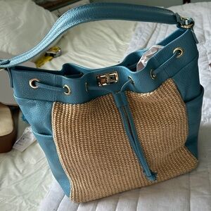 Unicai Firenze leather/straw large hobo type bag